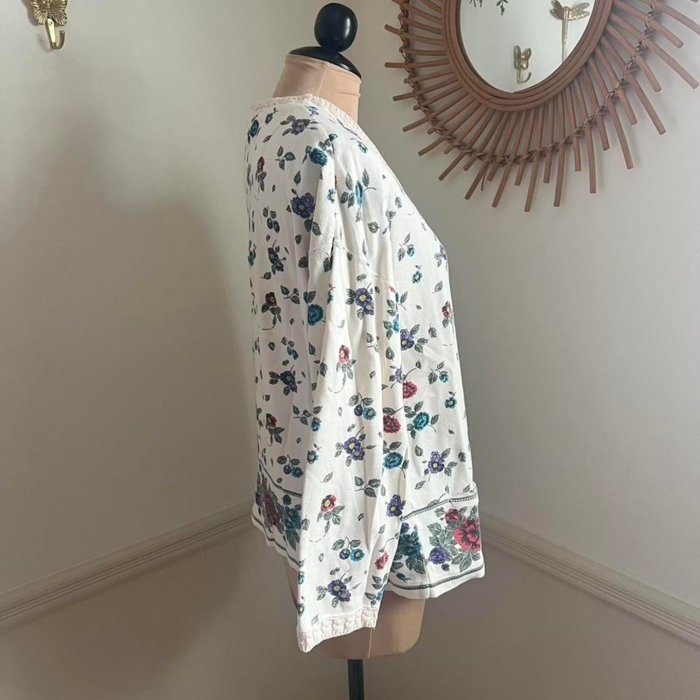 Vintage 90s Chaus Floral Rose Cardigan - Picture 3 of 6